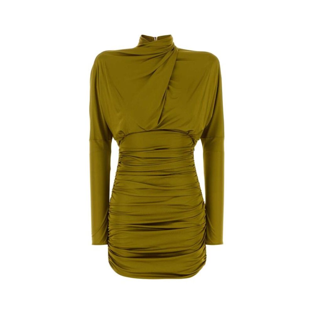 Balmain Women Ls Open Back Draped Viscose Jersey Dress